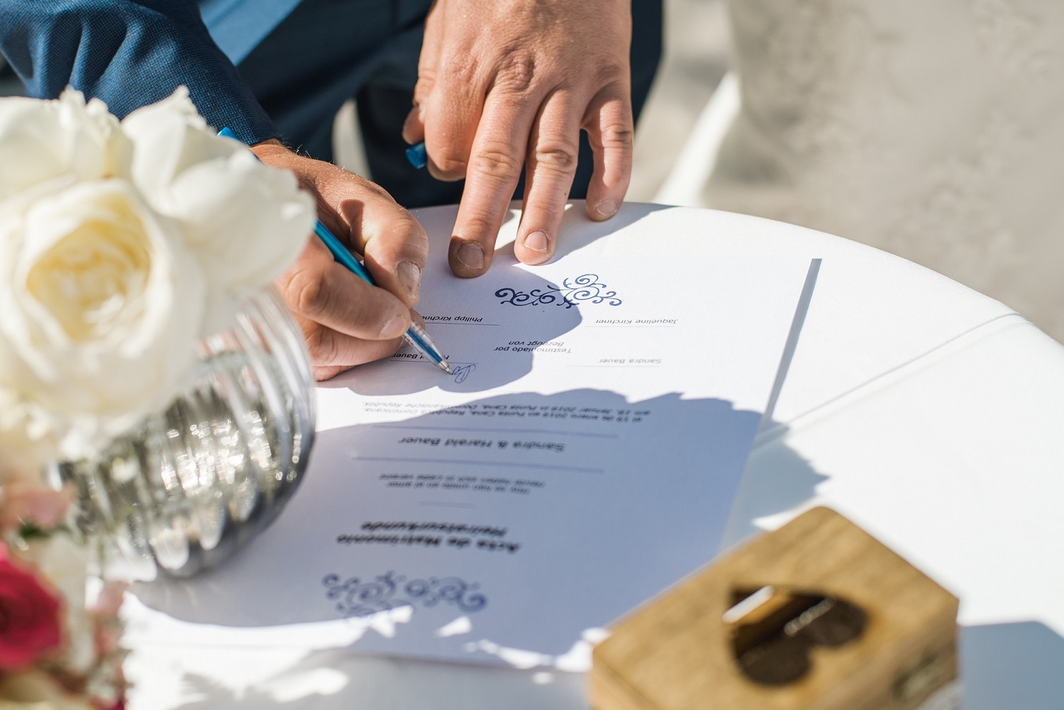 Signing the marriage certification